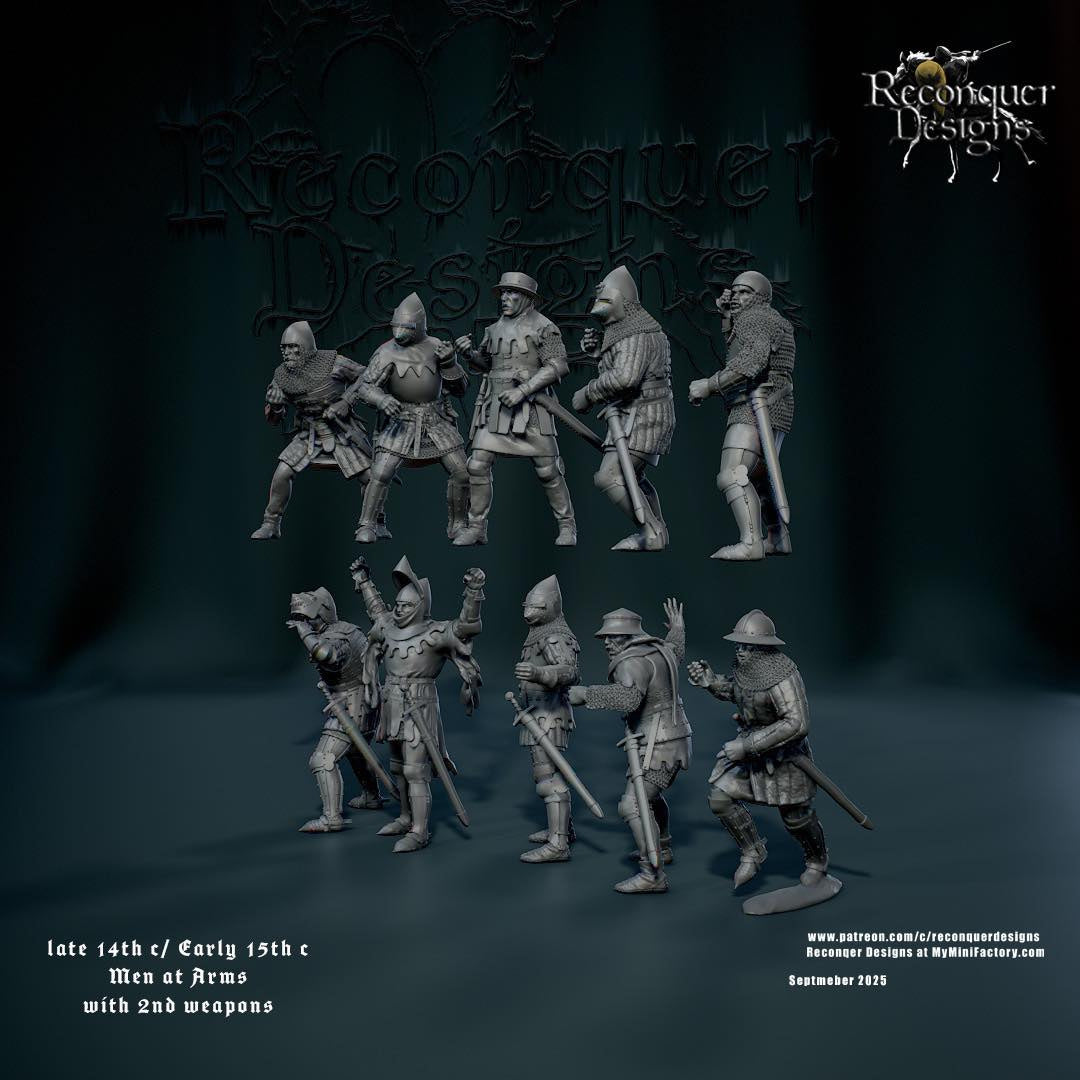 Late 14th C/ Early 15th c Men at Arms with 2nd Weapons