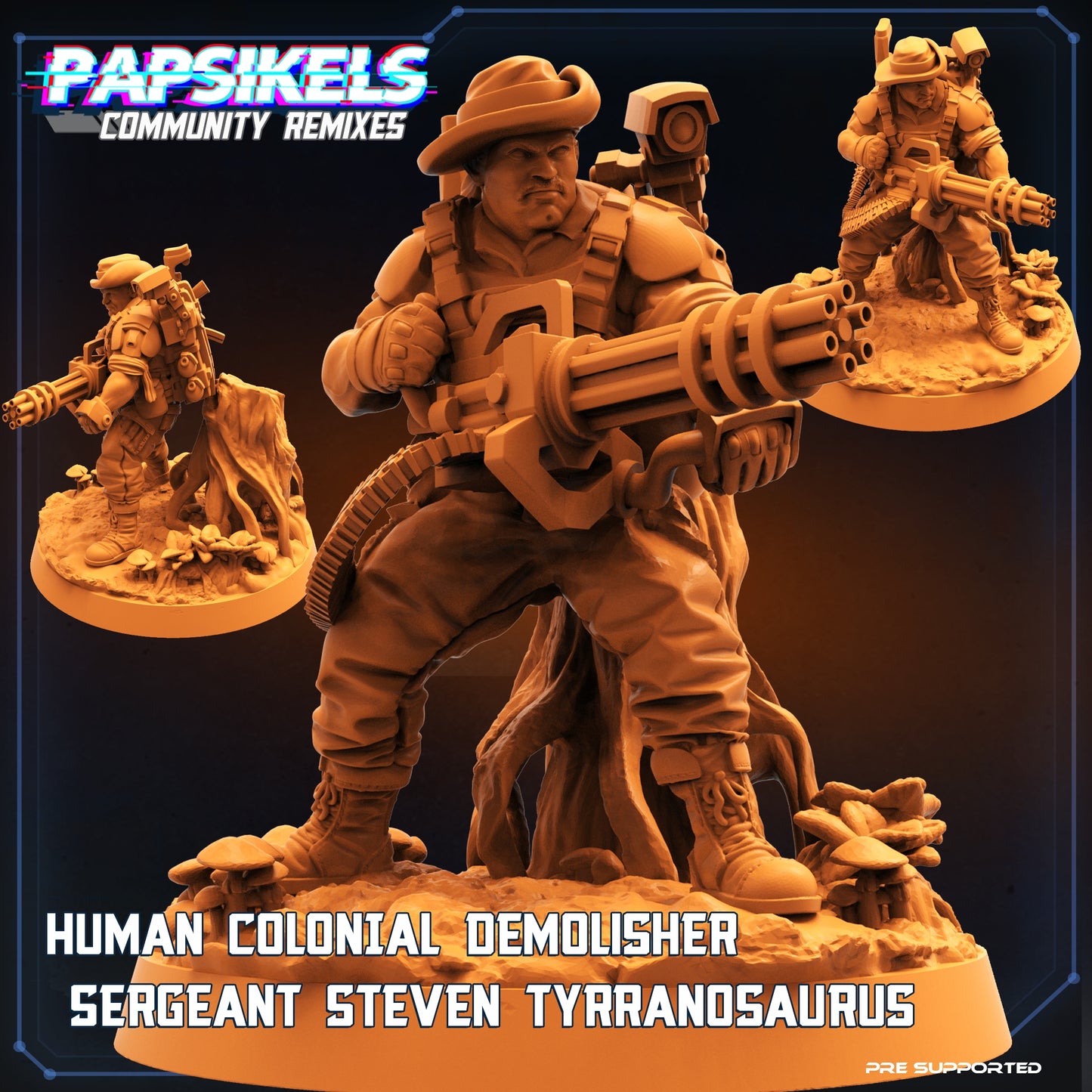 Human Colonial Hunter Demolisher Sergeant Steven Tyrranosaurus