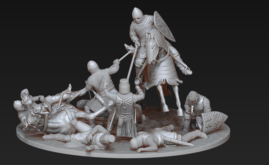 Diorama Medieval battle crusaders vs. Kievan-Rus