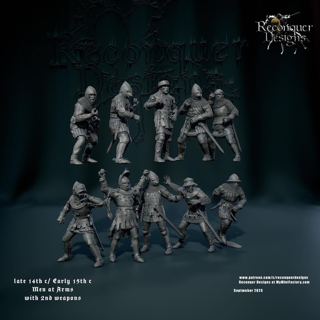 Late 14th C/ Early 15th c Men at Arms with 2nd Weapons