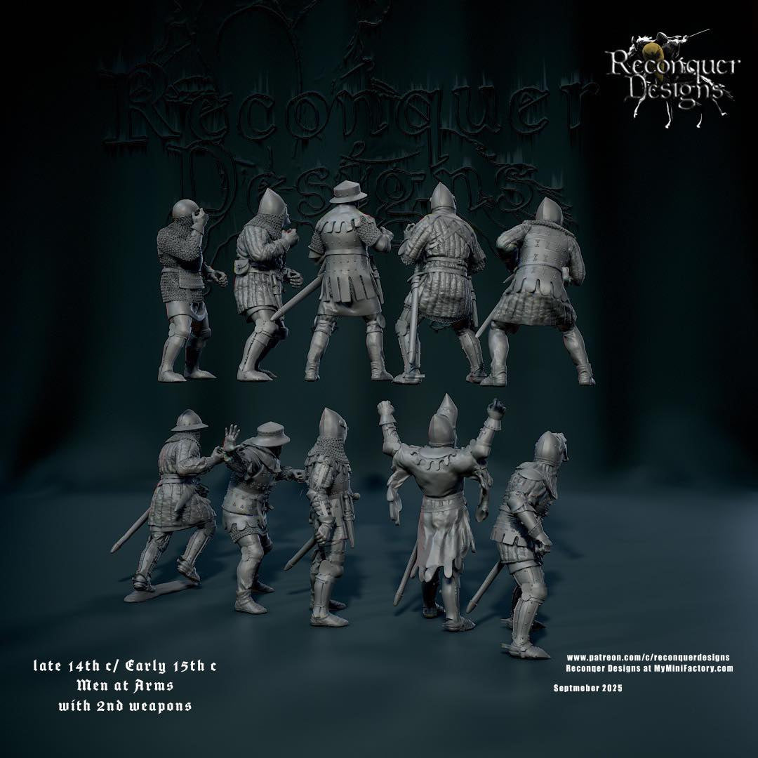 Late 14th C/ Early 15th c Men at Arms with 2nd Weapons