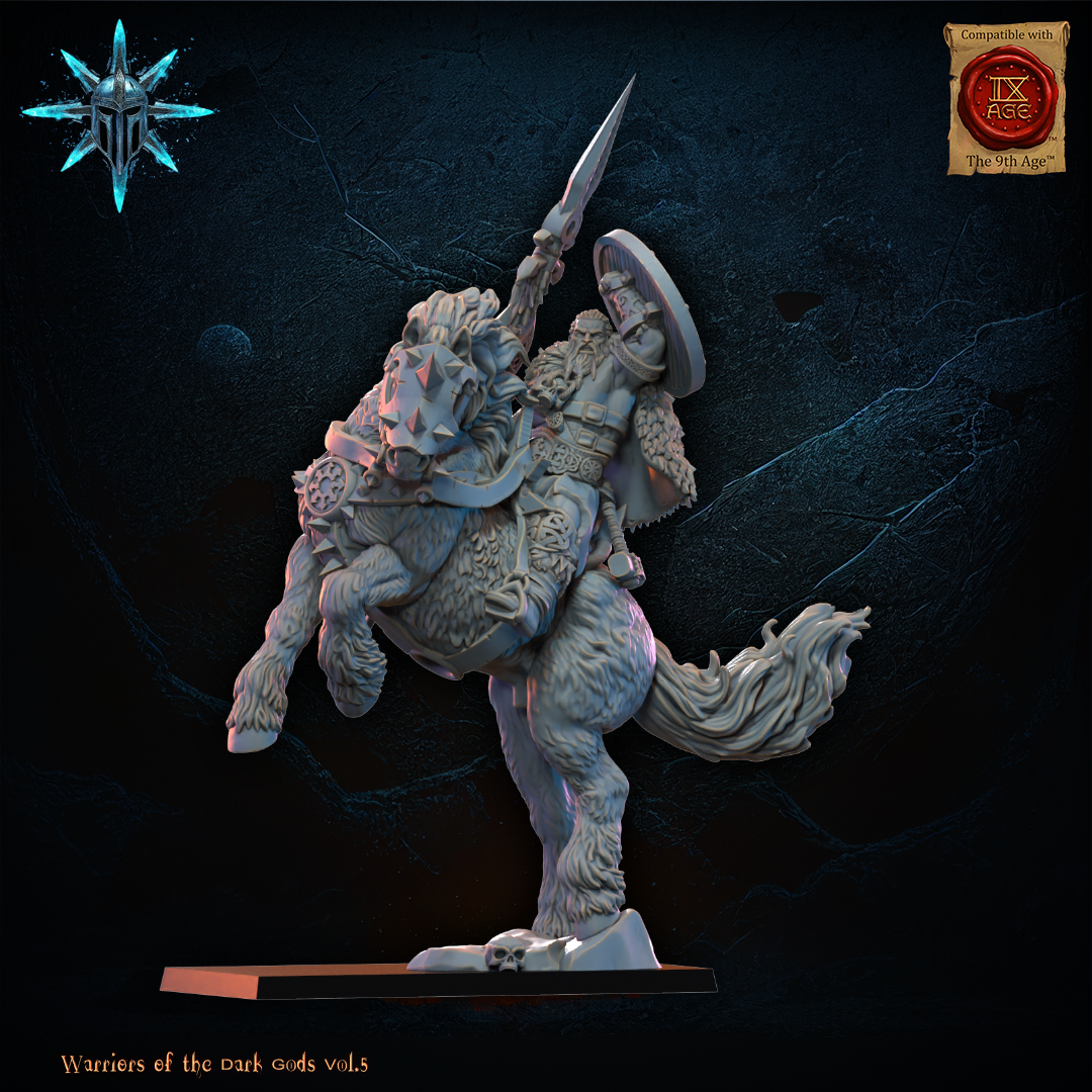 Barbarian Horsemen Hero with Axe/Spear