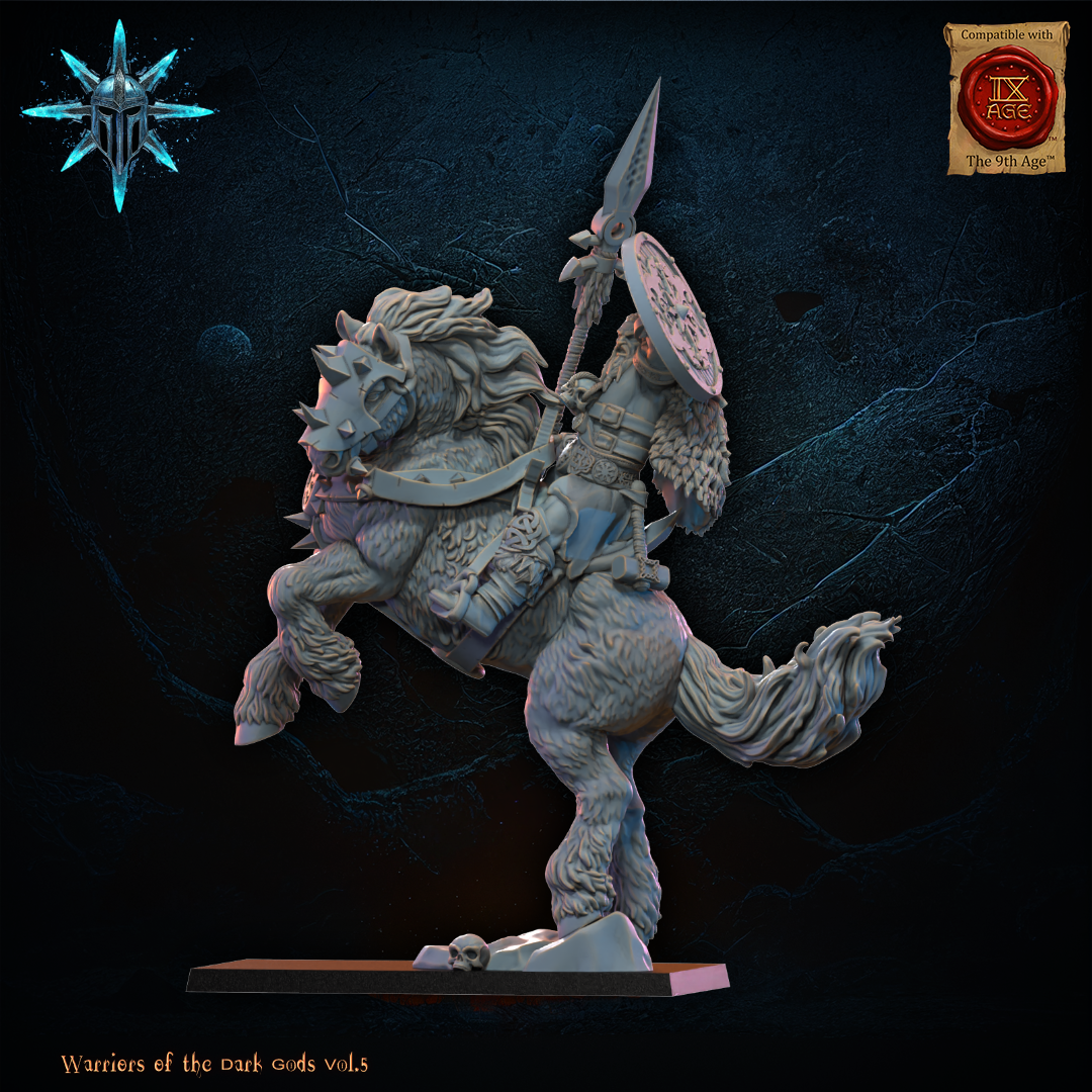 Barbarian Horsemen Hero with Axe/Spear