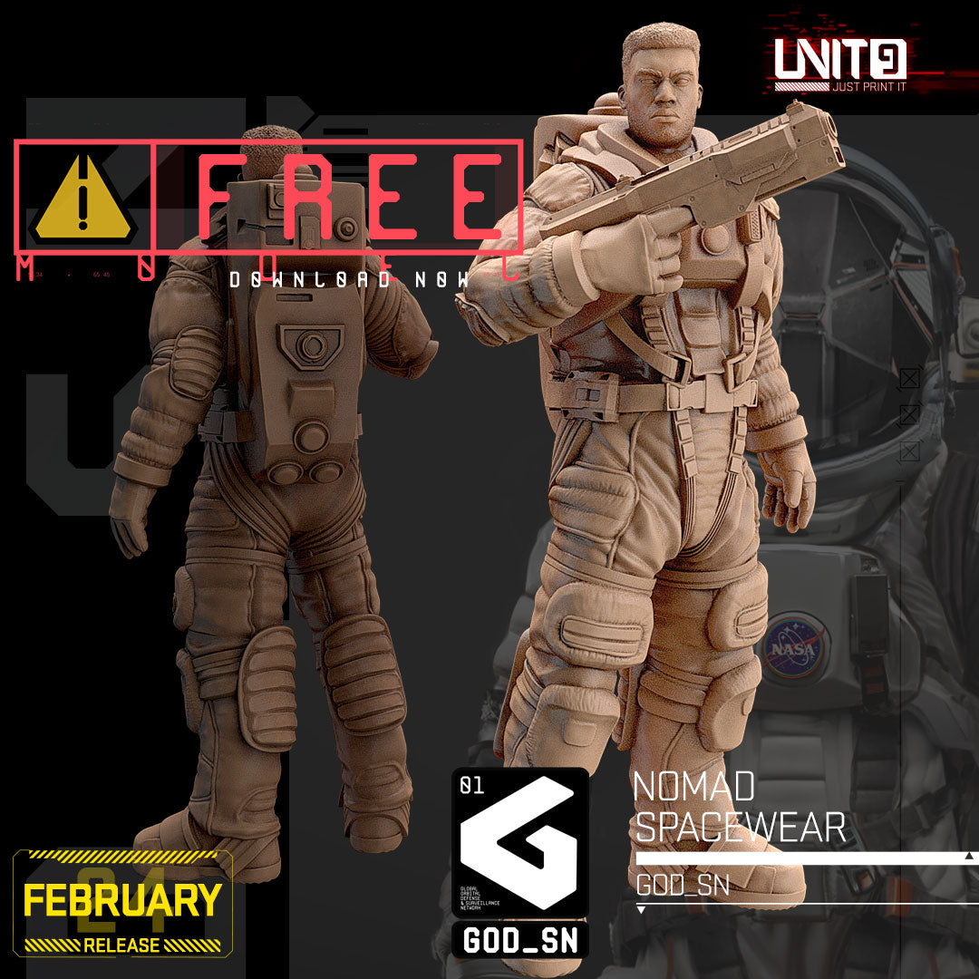 Miniature Cyberpunk Nomad Spacewear Imprimée 3D - Wargaming, Sci-fi, Allemagne