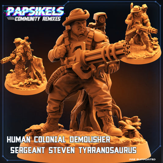 Human Colonial Hunter Demolisher Sergeant Steven Tyrranosaurus