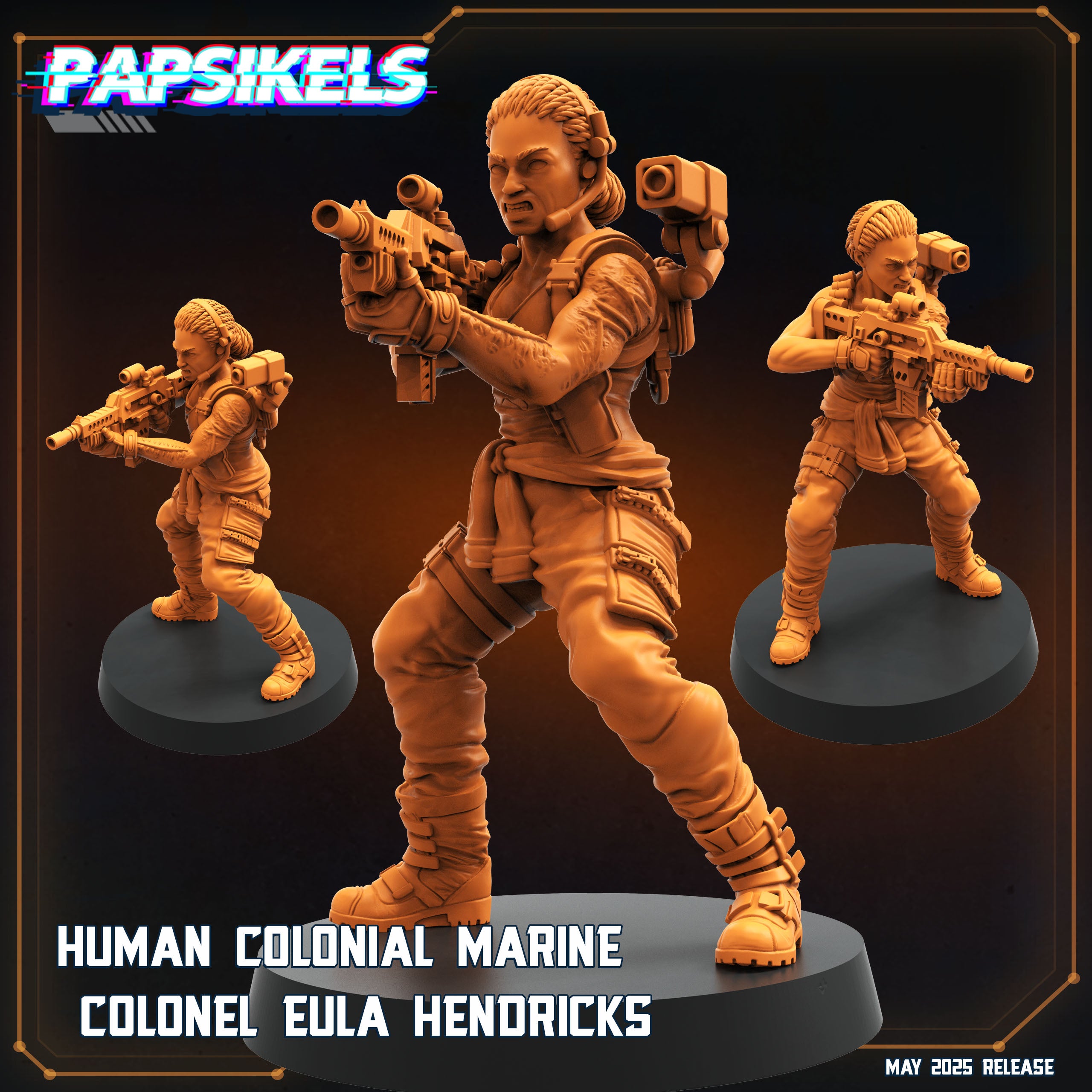 Human Colonial Marine Colonel Eula Hendricks (8 models) – 🏅 EboraMiniatures