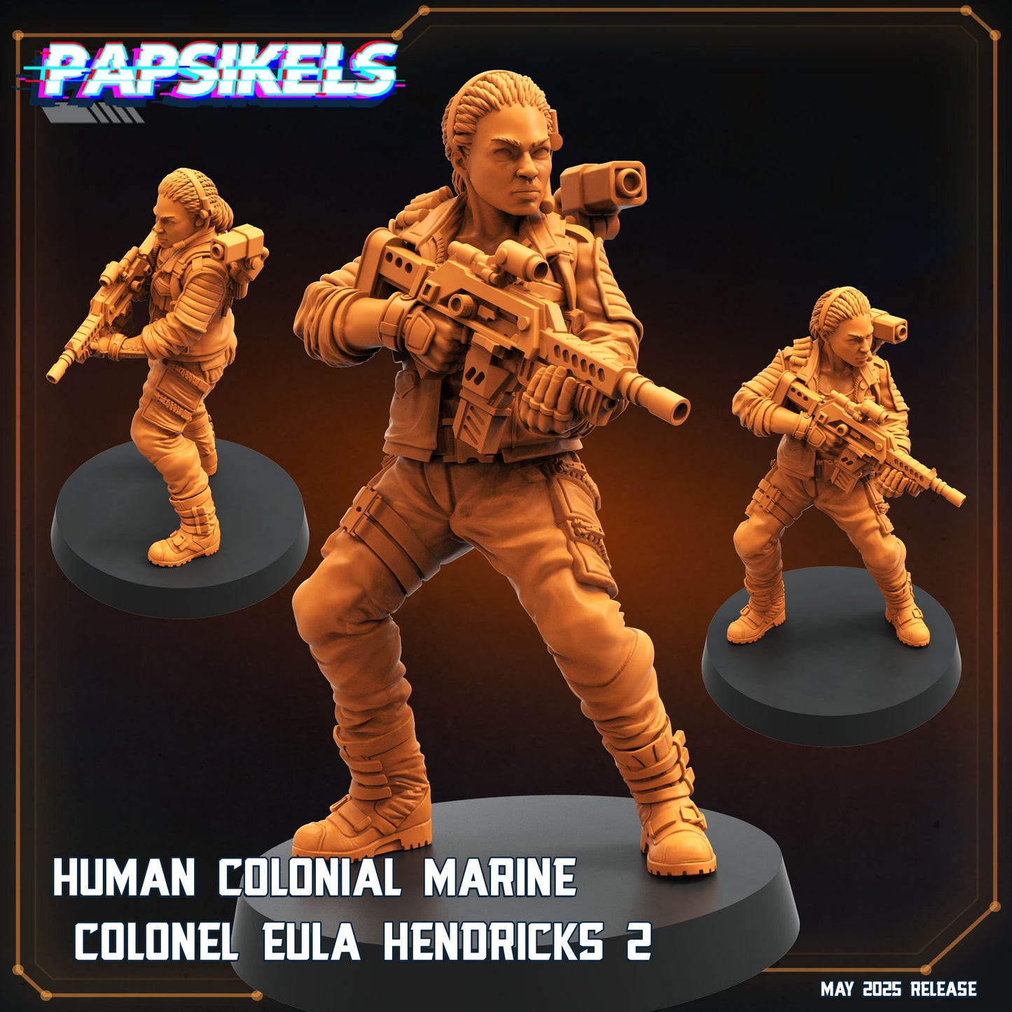 Human Colonial Marine Colonel Eula Hendricks (8 modelos)