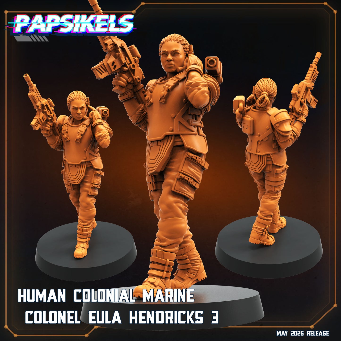 Human Colonial Marine Colonel Eula Hendricks (8 modelos)