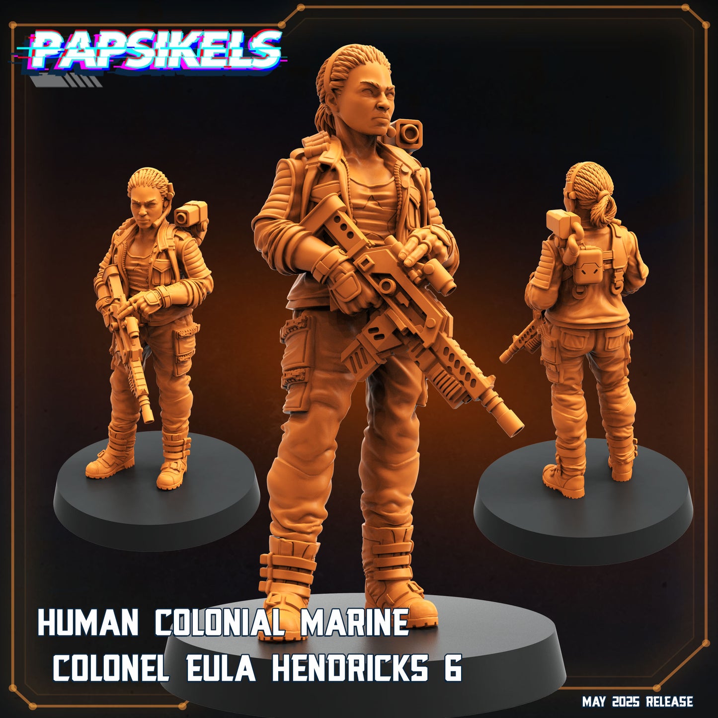 Human Colonial Marine Colonel Eula Hendricks (8 modelos)