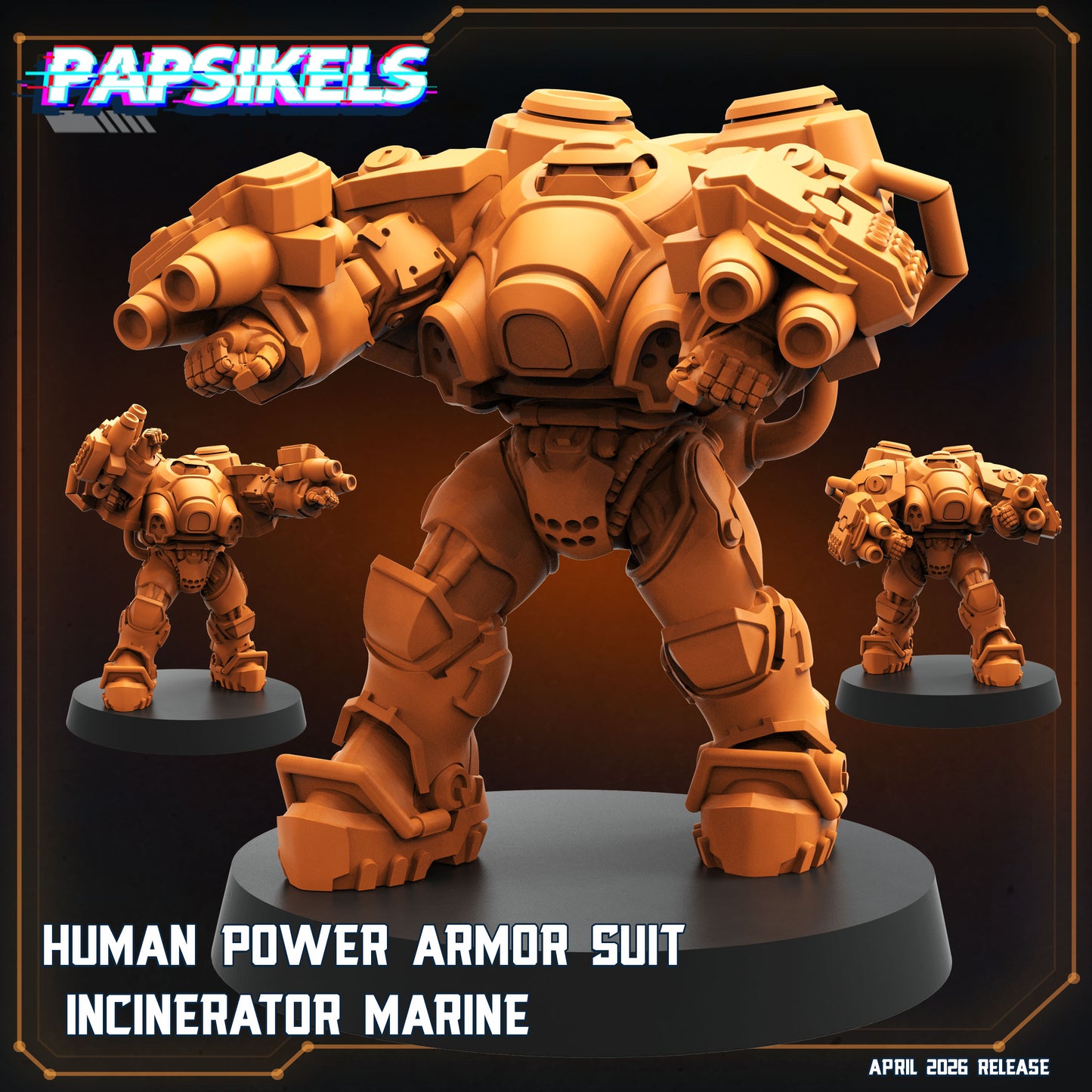 Human Power Armor Suit Incinerators Marines (3 modelos)