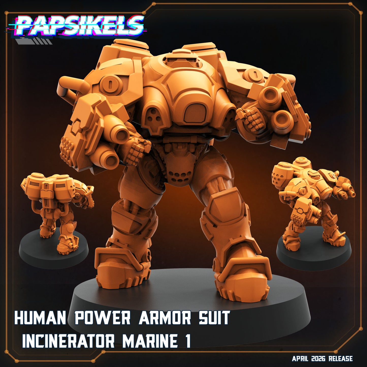 Human Power Armor Suit Incinerators Marines (3 modelos)