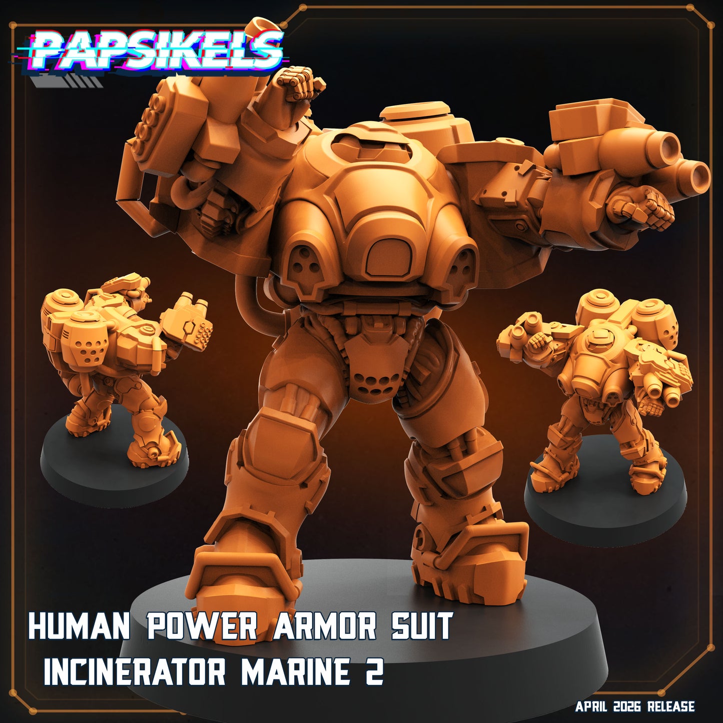 Human Power Armor Suit Incinerators Marines (3 modelos)