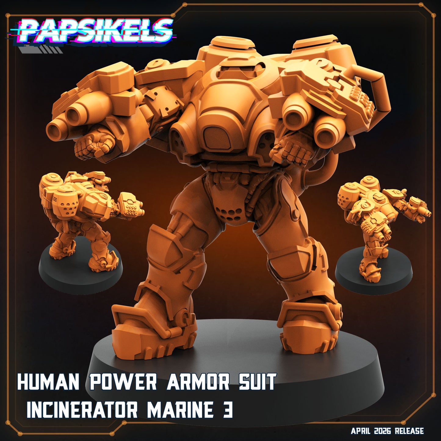 Human Power Armor Suit Incinerators Marines (3 modelos)