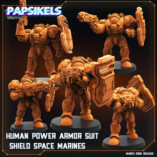 Human Power Armor Suit Shield Space Marines