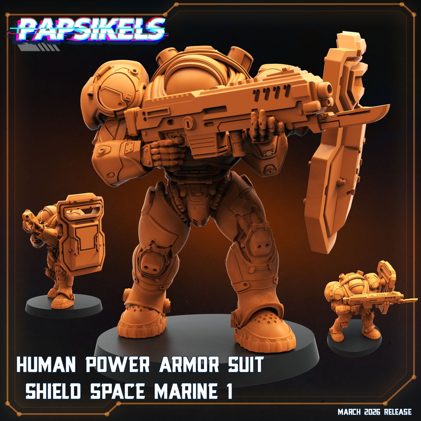 Human Power Armor Suit Shield Space Marines