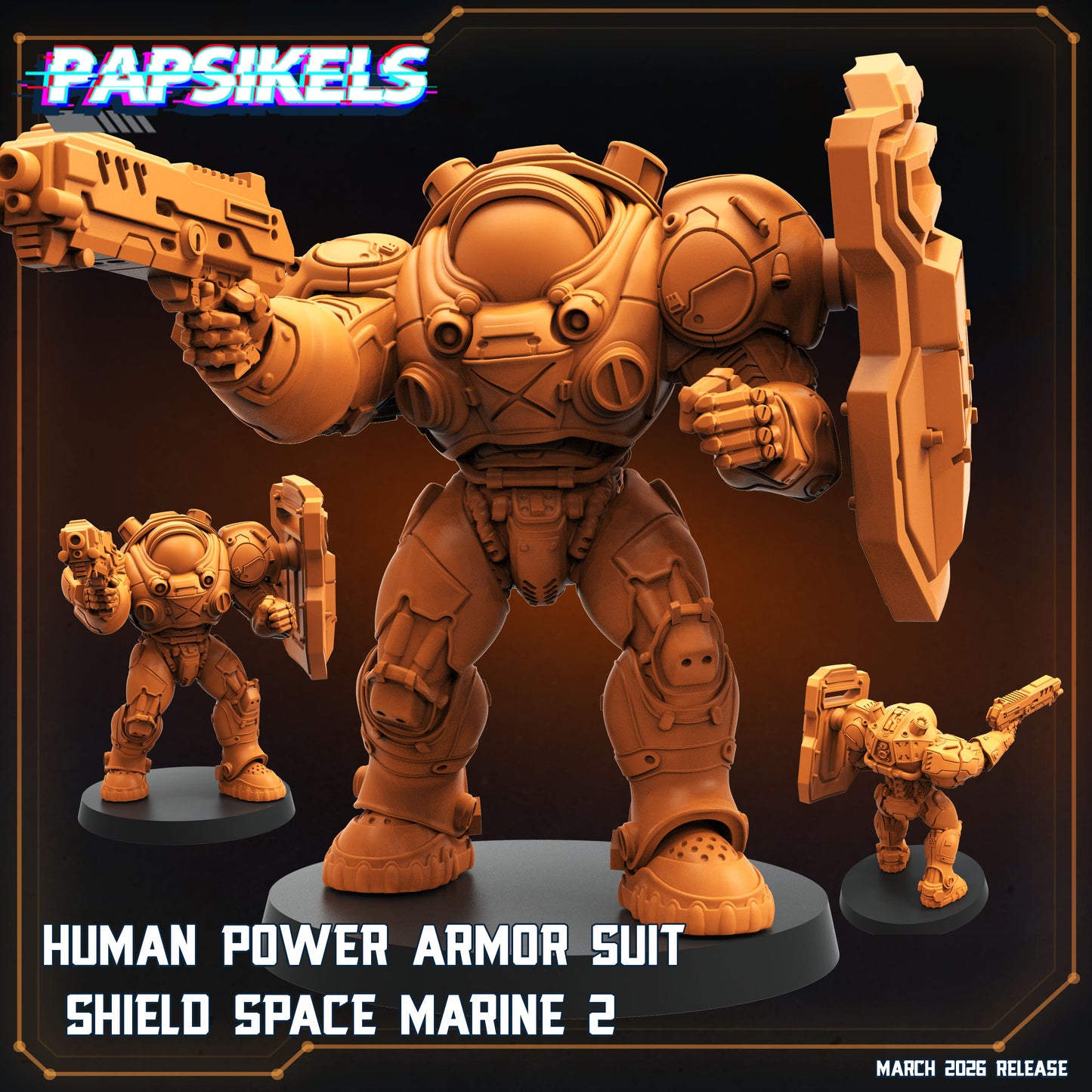 Human Power Armor Suit Shield Space Marines