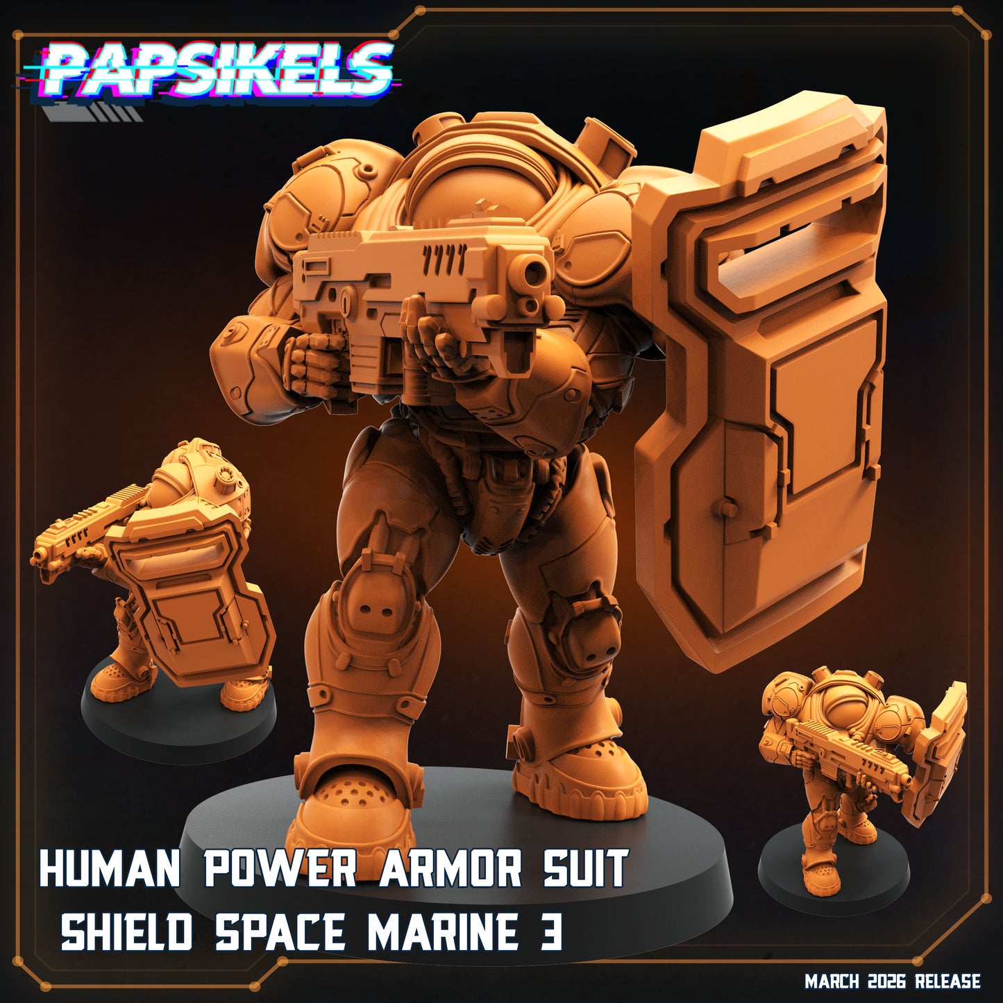 Human Power Armor Suit Shield Space Marines