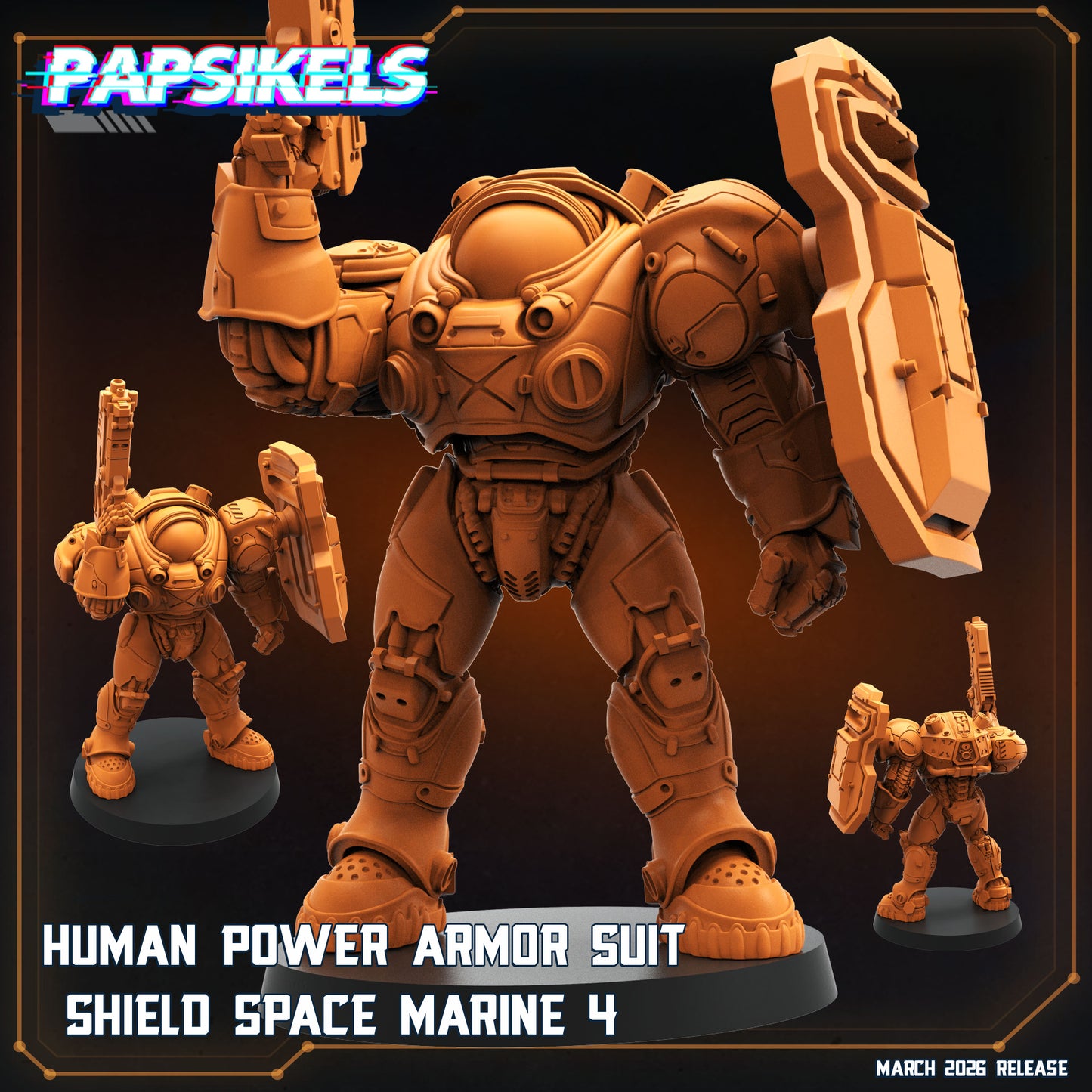 Human Power Armor Suit Shield Space Marines
