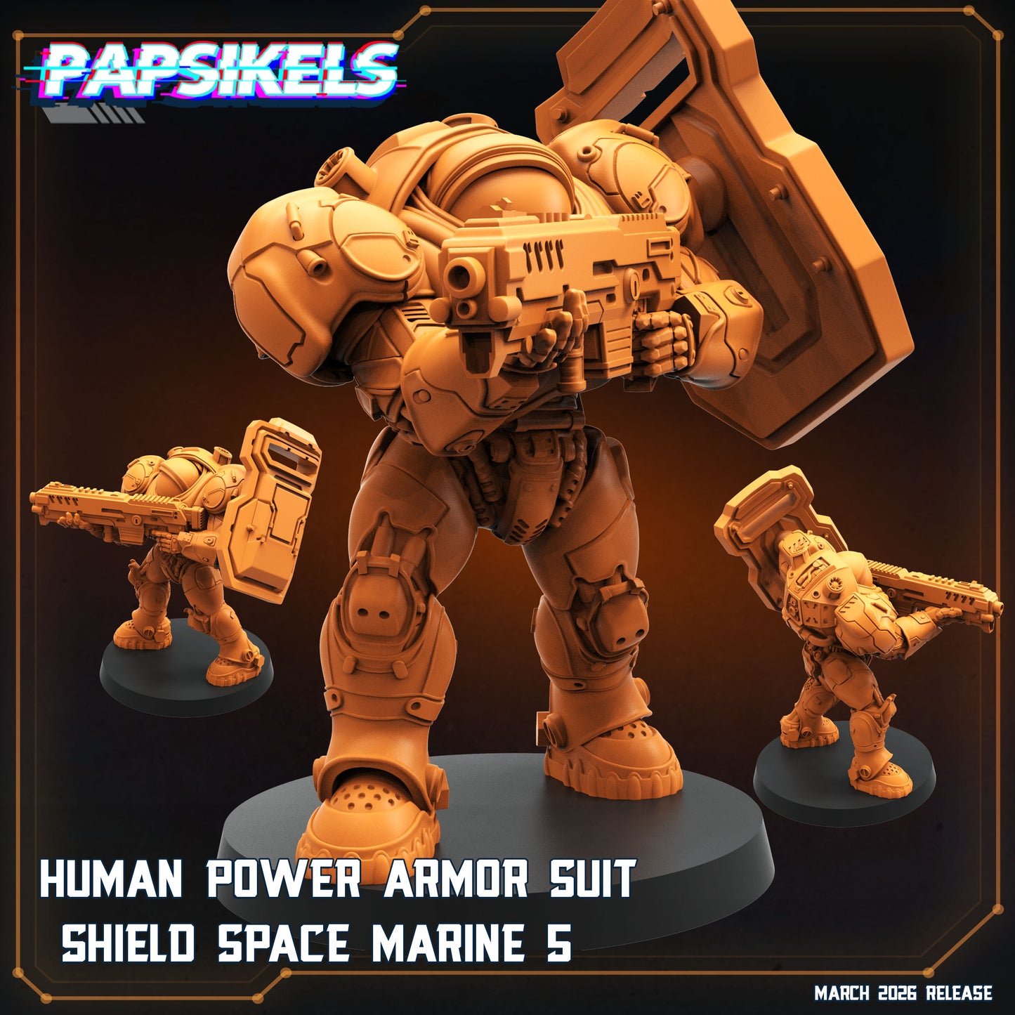 Human Power Armor Suit Shield Space Marines