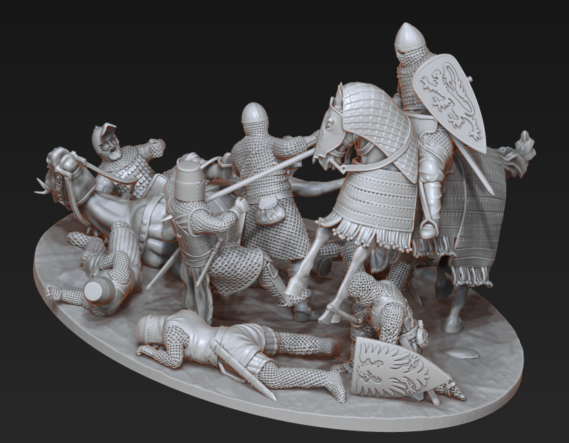 Diorama Medieval battle crusaders vs. Kievan-Rus