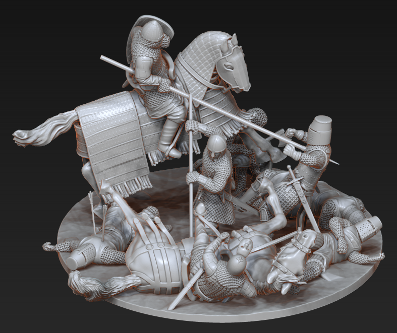 Diorama Medieval battle crusaders vs. Kievan-Rus