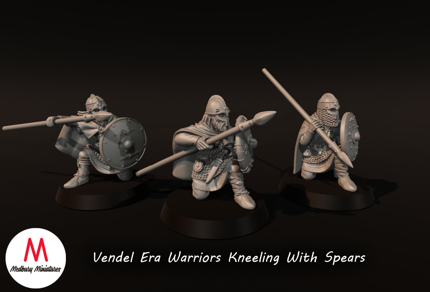 Vendel Era Warriors Kneeling With Spears