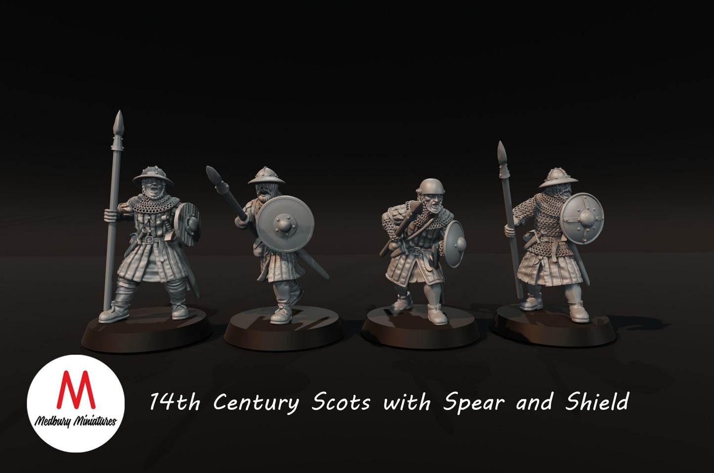 14th Century Scots with spear/sword and shield