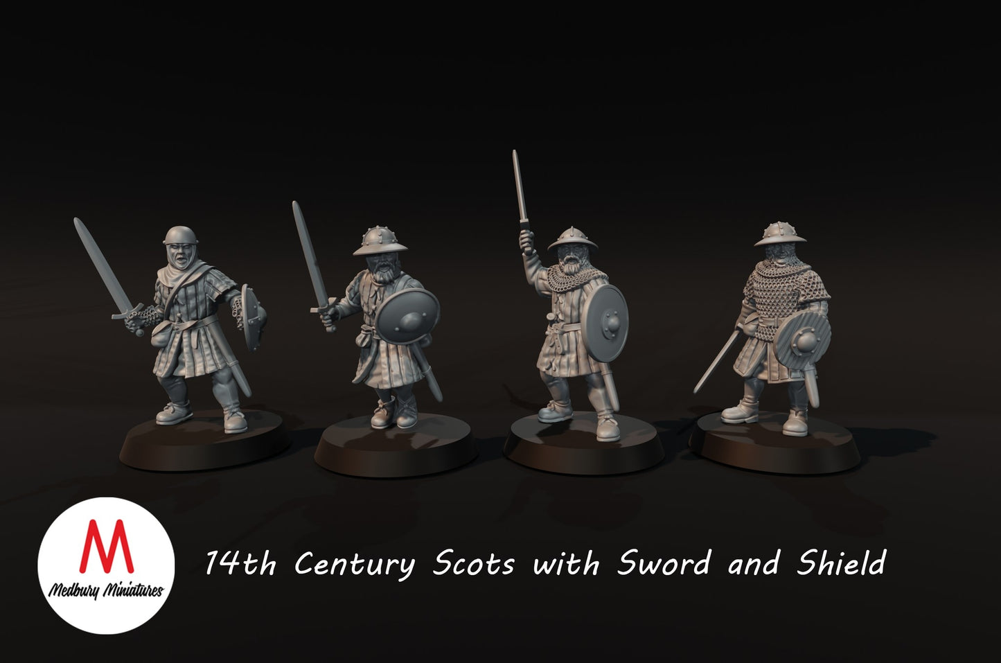 14th Century Scots with spear/sword and shield