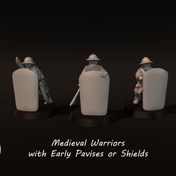 Medieval warriors with Early Pavises or shields