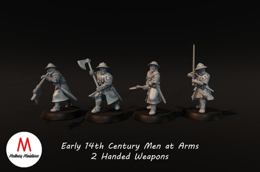 Early 14th century men at arms with 2 Handed weapons