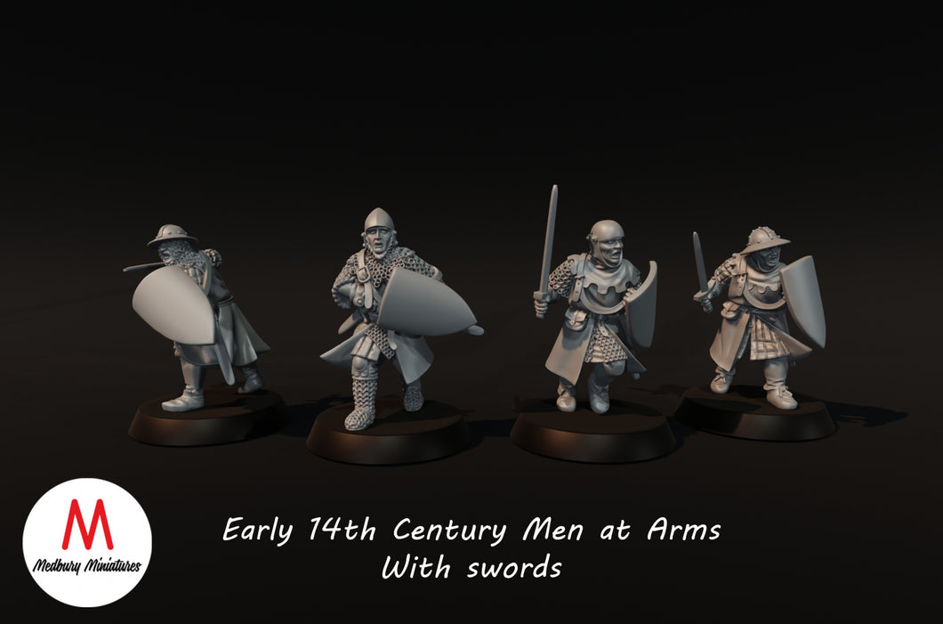 Early 14th century men at arms with Hand weapons